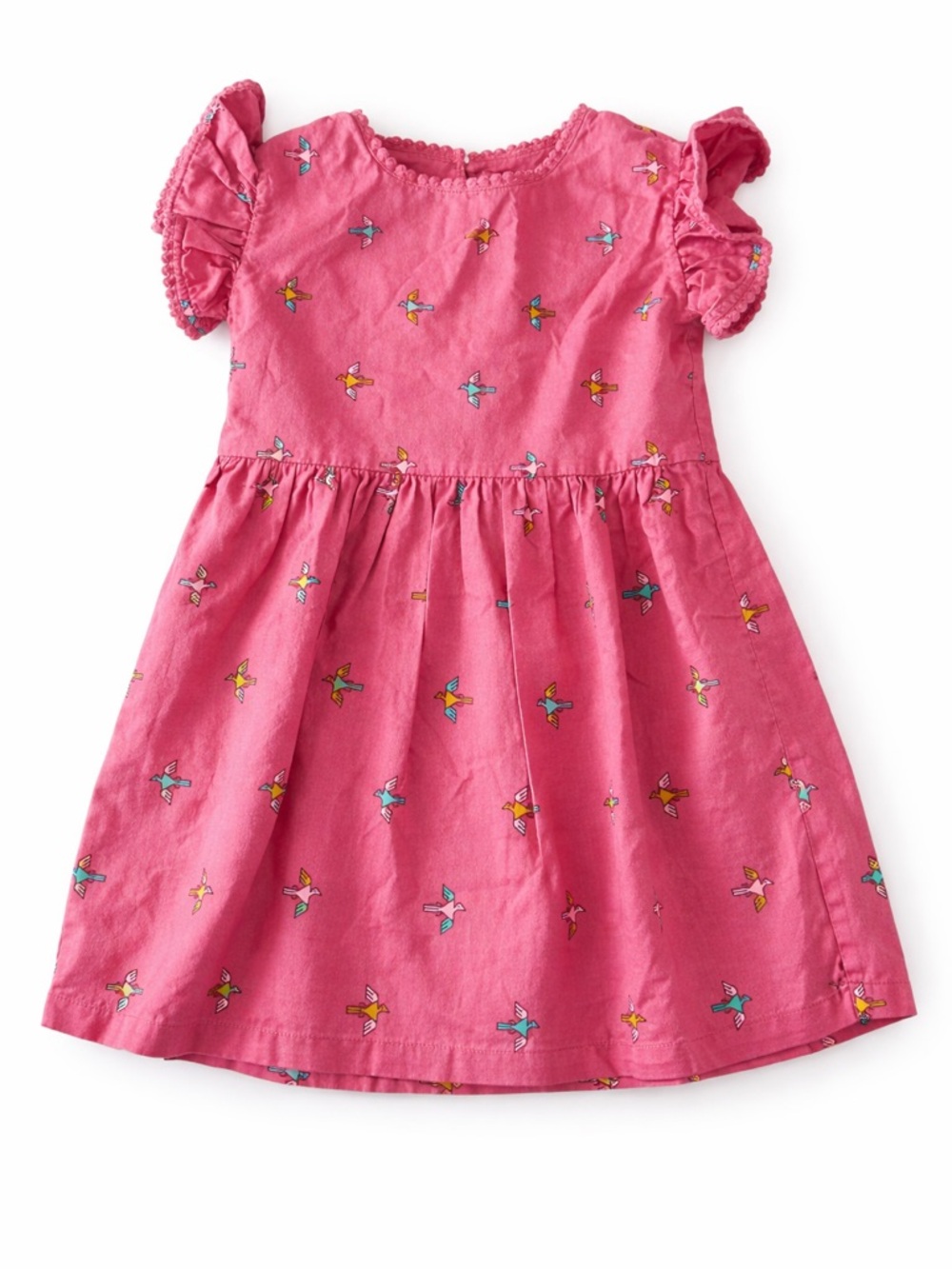 Tea Collection Girls' Bird Print Ruffle Sleeve Dress - Size 4